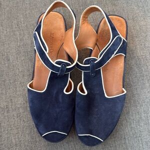 NEW L'AMOUR DES PIEDS women's t-strap sandal in navy suede